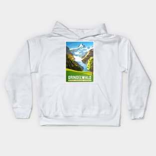 Grindelwald, Switzerland - Vintage Travel Poster Design Kids Hoodie